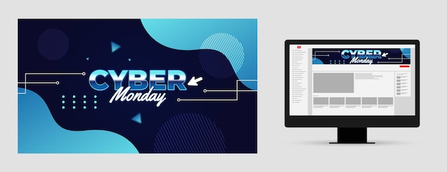 Бесплатное векторное изображение Оформление канала youtube для киберпонедельника