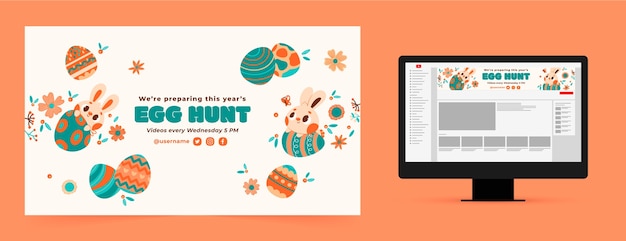 Бесплатное векторное изображение Оформление канала на ютубе для празднования пасхи
