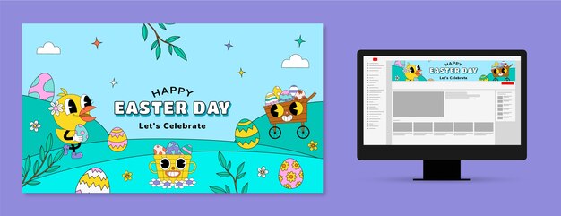 無料ベクター イースターのお祝いの youtube チャンネル アート