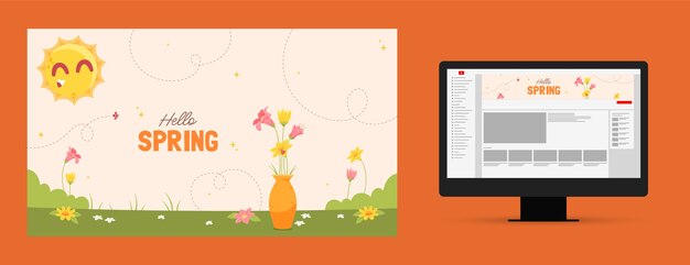 無料ベクター 春のお祝いのyoutubeチャンネルアート