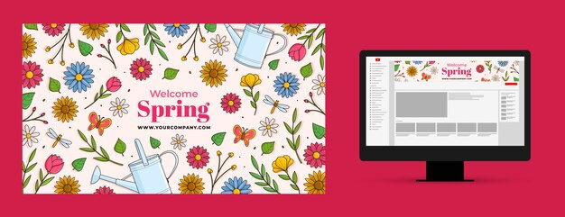 無料ベクター 春のお祝いのyoutubeチャンネルアート