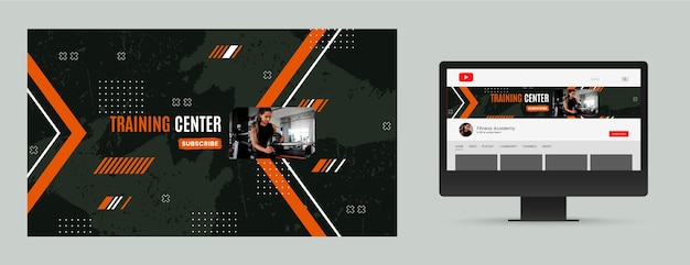 Youtube channel art gym template design