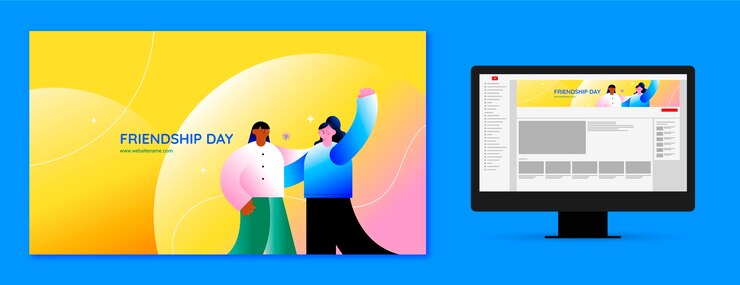 무료 Vector 국제 우정의 날 기념 유튜브 채널 아트