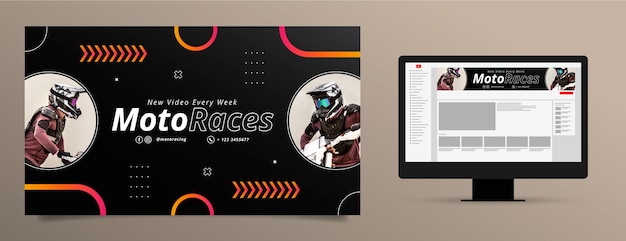 Free vector youtube channel art for racing tournament