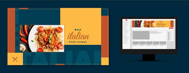 伝統的なイタリア料理レストランの Youtube チャンネル アート