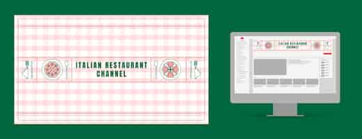 Free vector youtube channel art for traditional italian food restaurant