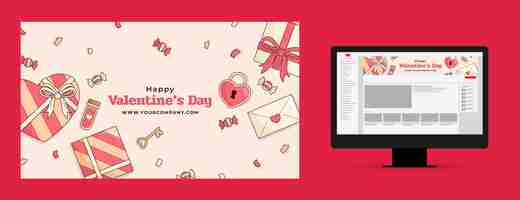 Free vector youtube channel art for valentine's day