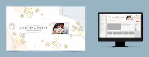 Free vector youtube channel art for wedding celebration