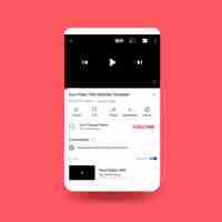 Free vector youtube phone screen with flat design template