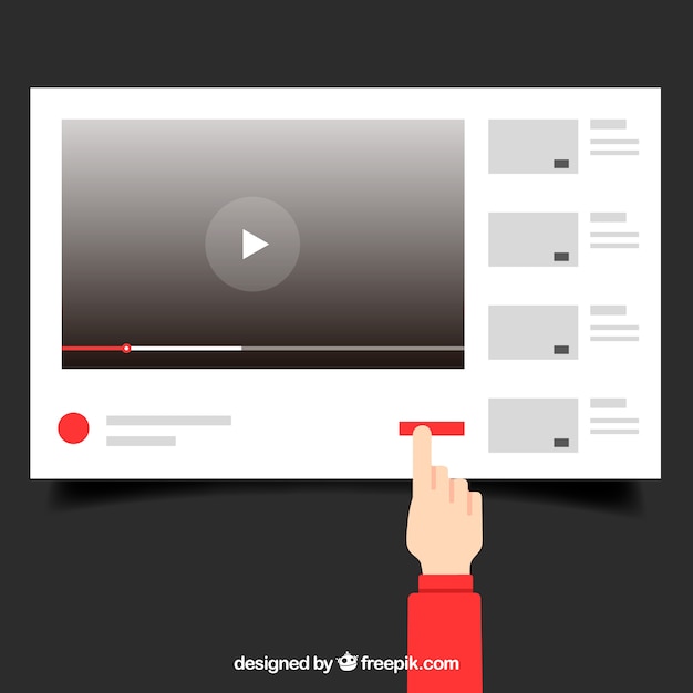 Lettore youtube con design piatto