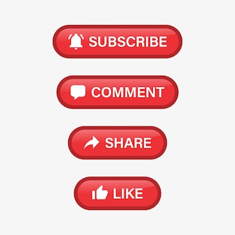 Кнопка подписки на youtube со значками уведомлений в социальных сетях, такими как значок публикации комментариев