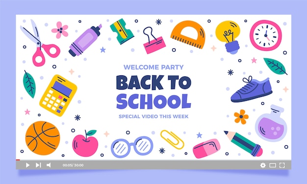 Free vector youtube thumbnail for back to school season