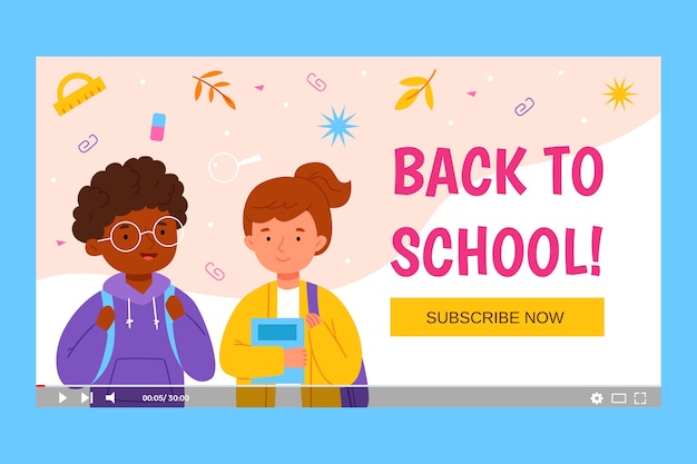 Free vector youtube thumbnail for back to school season