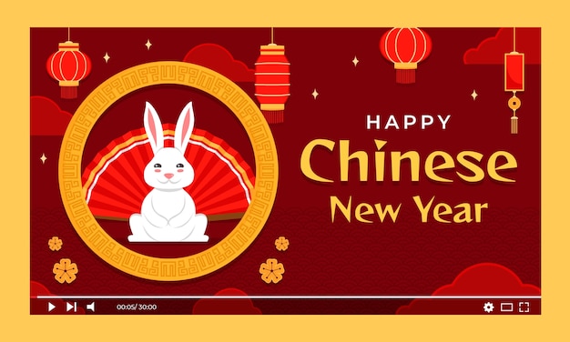 Free vector youtube thumbnail for chinese new year celebration