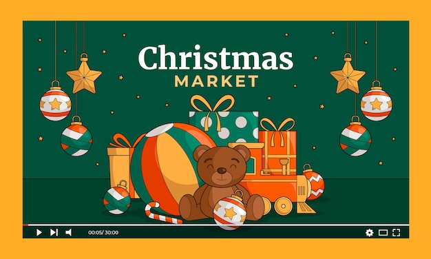 Free vector youtube thumbnail for christmas season market