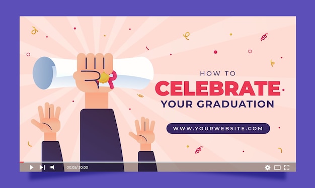 Free vector youtube thumbnail for class of 2023 graduation