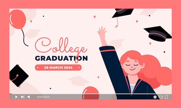 Free vector youtube thumbnail for class of 2023 graduation