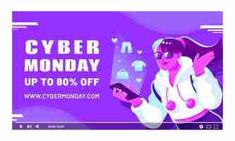 Free vector youtube thumbnail for cyber monday sale