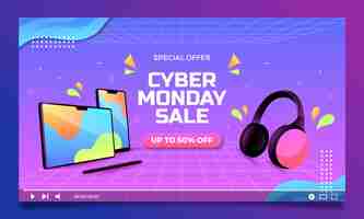 Free vector youtube thumbnail for cyber monday