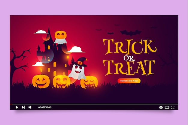 Бесплатное векторное изображение Миниатюра youtube для празднования хэллоуина
