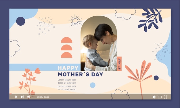 無料ベクター 母の日のお祝いのyoutubeサムネイル
