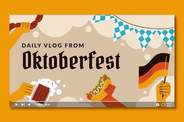 Бесплатное векторное изображение Миниатюра youtube для празднования пивного фестиваля октоберфест