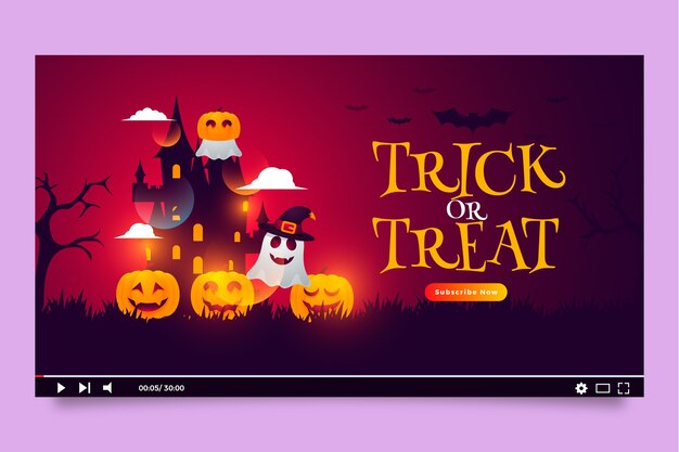 Vettore gratuito miniatura di youtube per la celebrazione di halloween