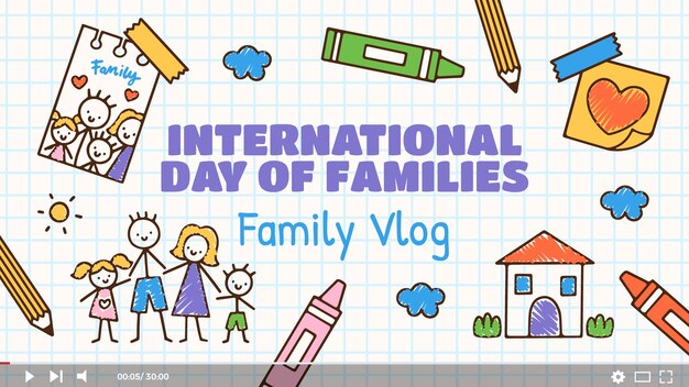 Free Vector youtube thumbnail for international day of families
