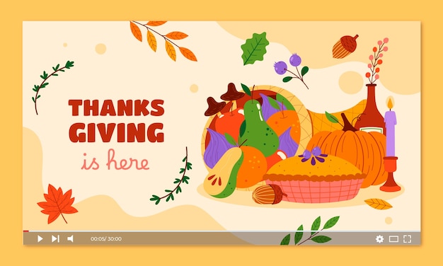 Free vector youtube thumbnail for thanksgiving day celebration