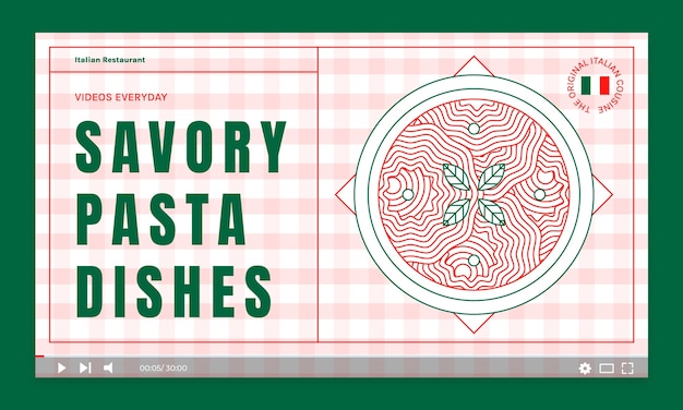 Free vector youtube thumbnail for traditional italian food restaurant