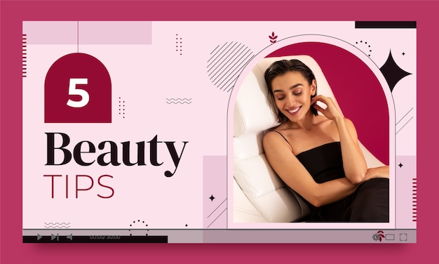 Free vector youtube thumbnail for women's beauty and care