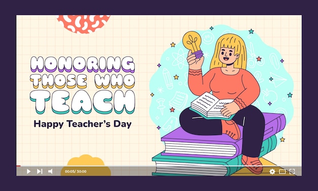 Free vector youtube thumbnail for world teacher's day