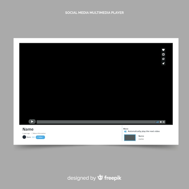 Youtube video player template vectorized 