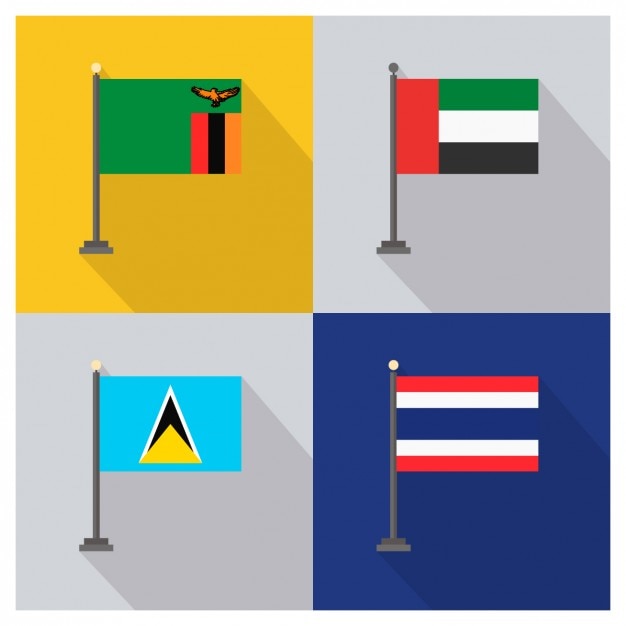 Free vector zambia united arab emirates saint lucia and thailand flags