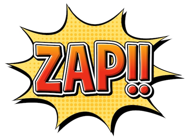 Zap fumetto retrò comico ed effetto in stile pop art