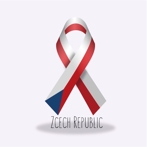 Zcech republic flag ribbon design