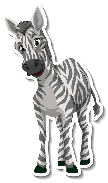 Vettore gratuito un adesivo cartone animato animale zebra