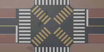 Free vector zebra, road intersection, city crosswalk, top view