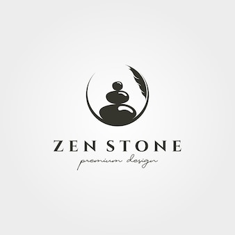 Дзен камень силуэт логотип вектор символ иллюстрации дизайн, творческий камень стек круг логотип