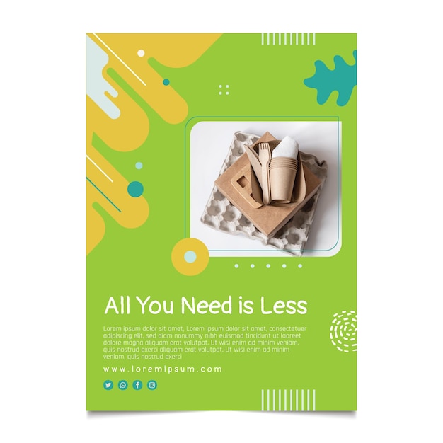 Zero waste flyer vertical template