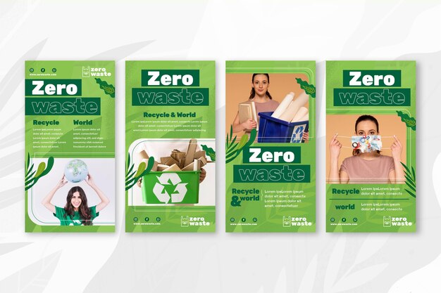 Free vector zero waste instagram stories