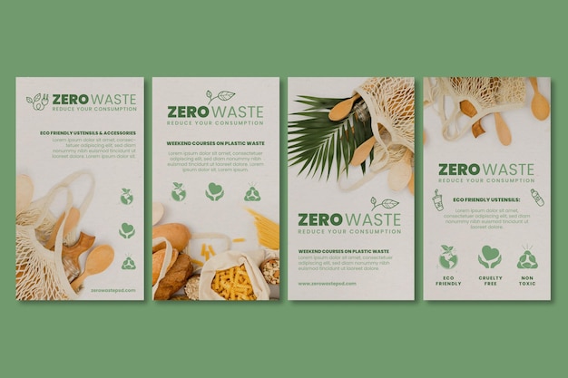Free vector zero waste instagram stories