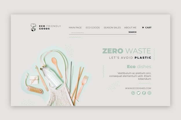 Free vector zero waste landing page design template