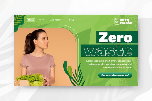 Free vector zero waste landing page template