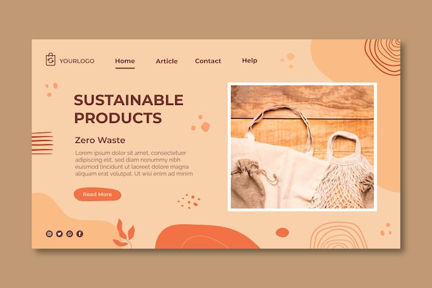 Free vector zero waste landing page  template