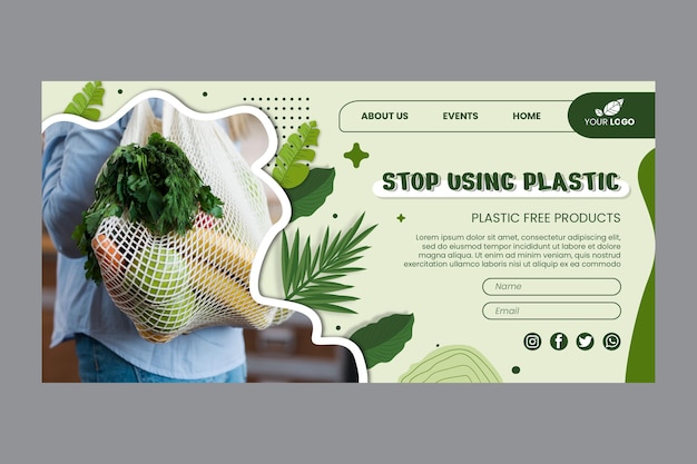 Free vector zero waste landing page template