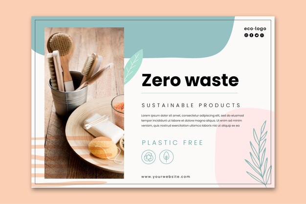 Zero waste plastic free products banner template