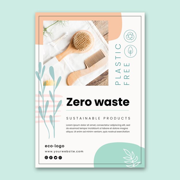 Zero waste plastic free products poster template