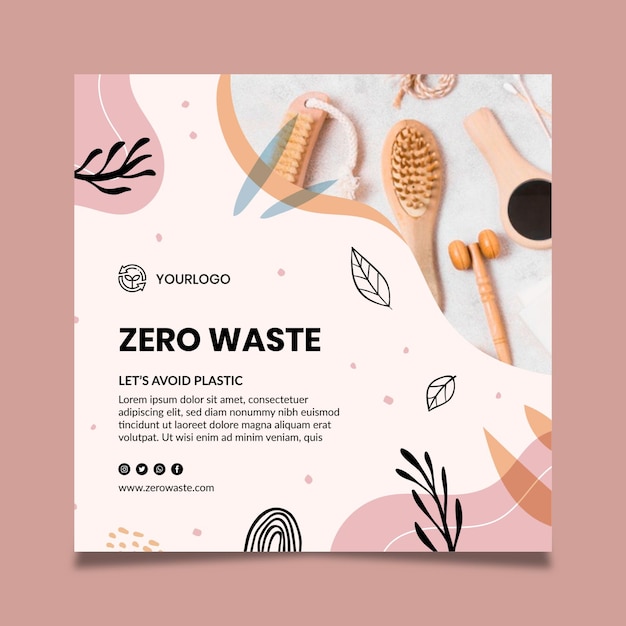 Zero waste square flyer template