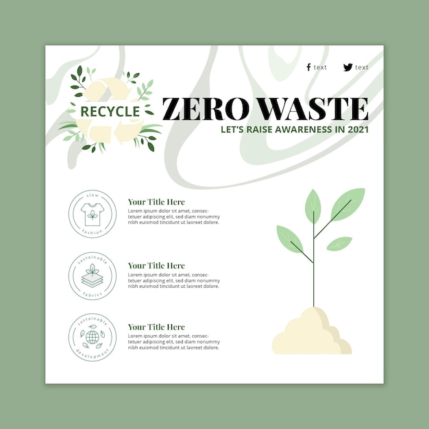Zero waste square flyer template